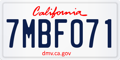 CA license plate 7MBF071
