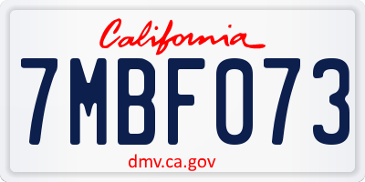 CA license plate 7MBF073