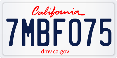 CA license plate 7MBF075
