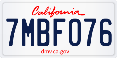 CA license plate 7MBF076