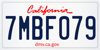 CA license plate 7MBF079