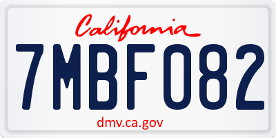 CA license plate 7MBF082