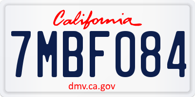 CA license plate 7MBF084