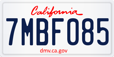 CA license plate 7MBF085