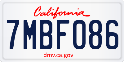 CA license plate 7MBF086