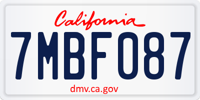 CA license plate 7MBF087