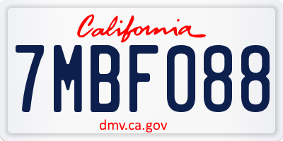 CA license plate 7MBF088