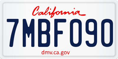 CA license plate 7MBF090