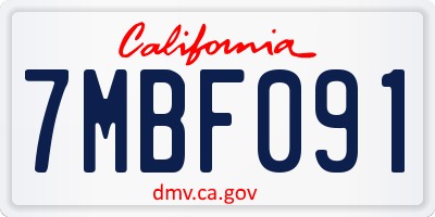 CA license plate 7MBF091