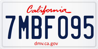 CA license plate 7MBF095