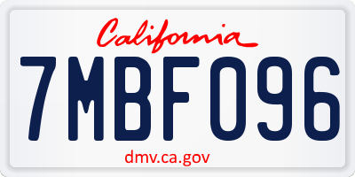 CA license plate 7MBF096