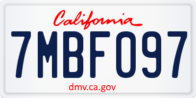 CA license plate 7MBF097