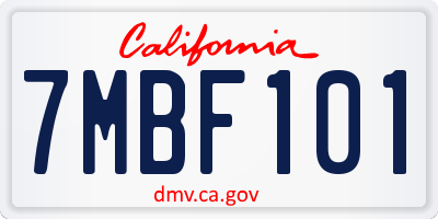CA license plate 7MBF101