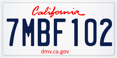 CA license plate 7MBF102