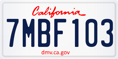 CA license plate 7MBF103