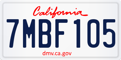CA license plate 7MBF105