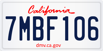 CA license plate 7MBF106