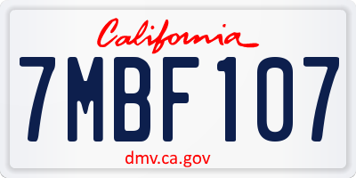 CA license plate 7MBF107