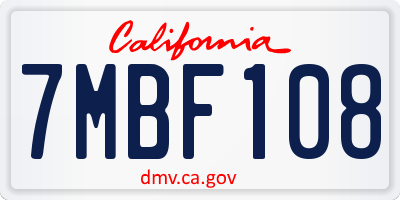 CA license plate 7MBF108