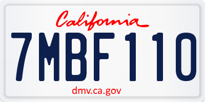 CA license plate 7MBF110