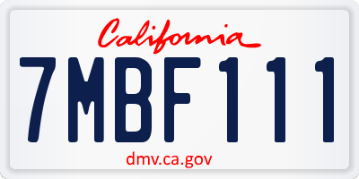 CA license plate 7MBF111