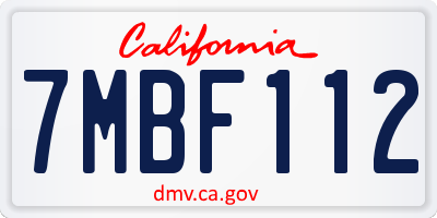 CA license plate 7MBF112
