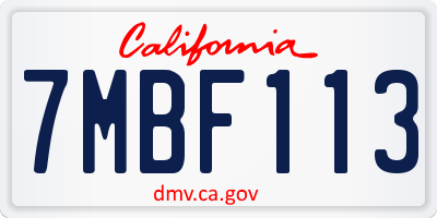 CA license plate 7MBF113