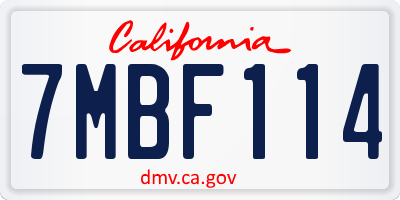 CA license plate 7MBF114