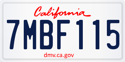 CA license plate 7MBF115