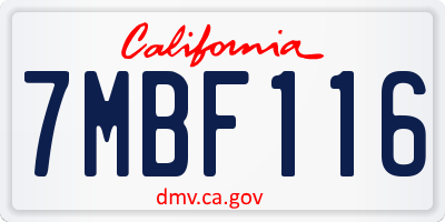 CA license plate 7MBF116
