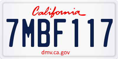 CA license plate 7MBF117