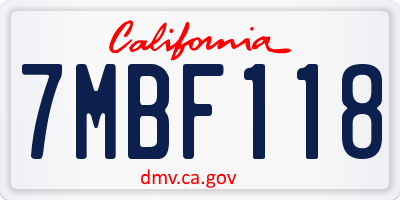 CA license plate 7MBF118