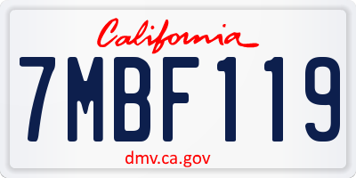 CA license plate 7MBF119