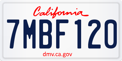 CA license plate 7MBF120