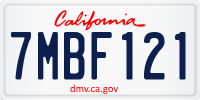 CA license plate 7MBF121
