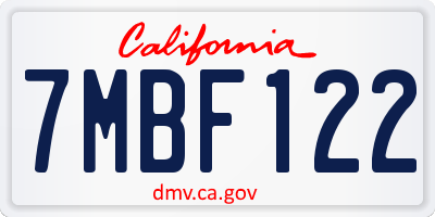 CA license plate 7MBF122
