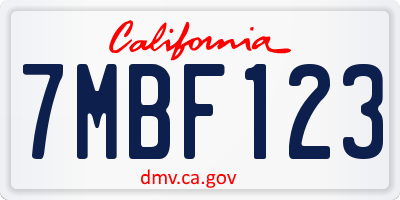 CA license plate 7MBF123