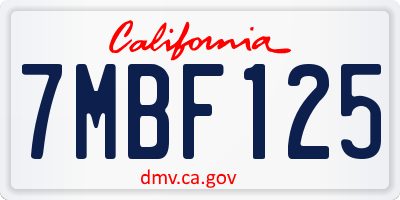 CA license plate 7MBF125