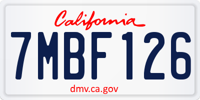 CA license plate 7MBF126