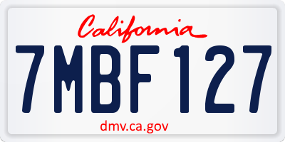 CA license plate 7MBF127