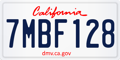 CA license plate 7MBF128