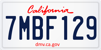 CA license plate 7MBF129