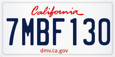 CA license plate 7MBF130