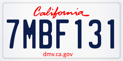 CA license plate 7MBF131