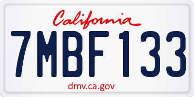 CA license plate 7MBF133