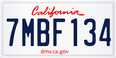 CA license plate 7MBF134