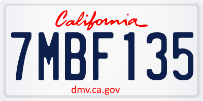 CA license plate 7MBF135