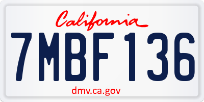 CA license plate 7MBF136