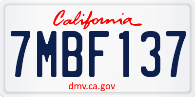 CA license plate 7MBF137