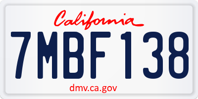 CA license plate 7MBF138